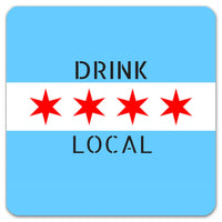 Chicago Flag Drink Local Reusable Coasters, Set of 4