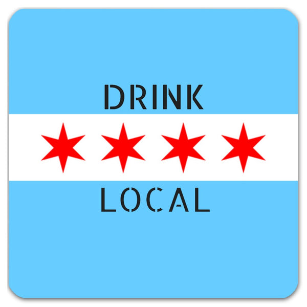 Chicago Flag Drink Local Reusable Coasters, Set of 4