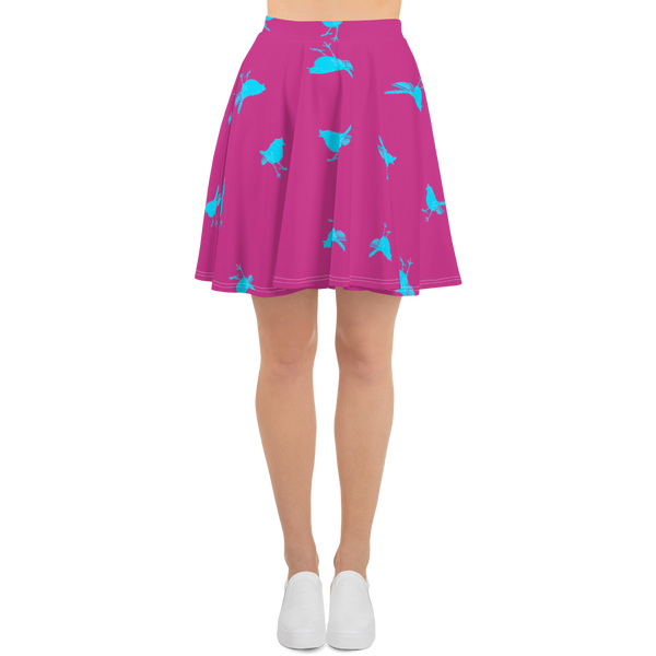 Pink and Turquoise Birdie Flare Skirt