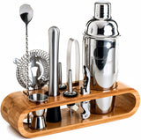 Decorative Cocktail Shaker Set with Bamboo Holder