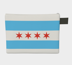 Chicago Flag Denim-Lined Zipper Pouch