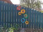 Metal Sunflowers Fence Decor