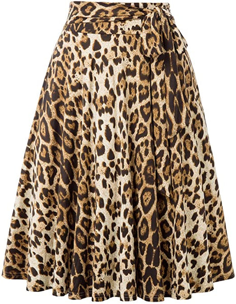Leopard Print Skirt with Pockets
