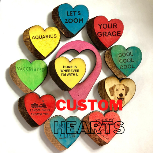 Custom Wooden Conversation Hearts
