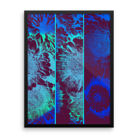 Blue Flower Triptych, Framed Poster