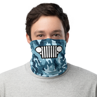 Blue Camo Offroading Neck Gaiter with Grill