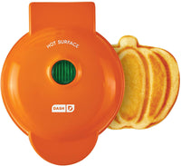 Single Serve Waffle Iron with Custom Shapes Heart, Pumpkin, Skull